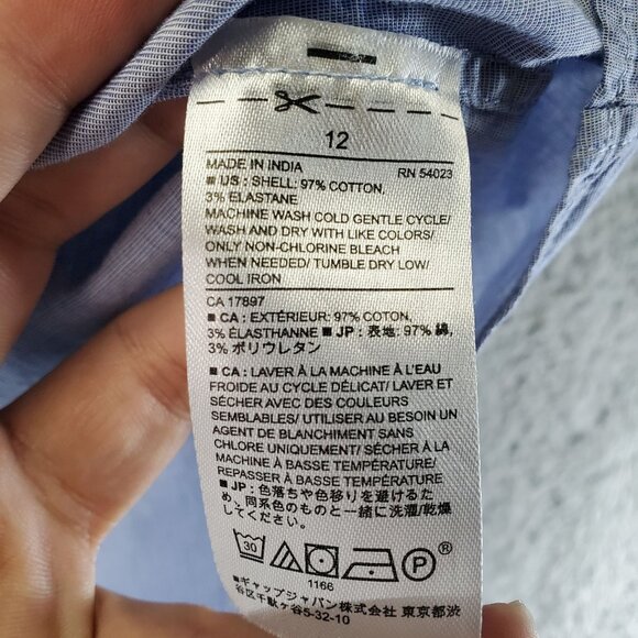 Banana Republic Top Womens Size 12 Light Blue Sleeveless Button-Down Chambray - Picture 3 of 8